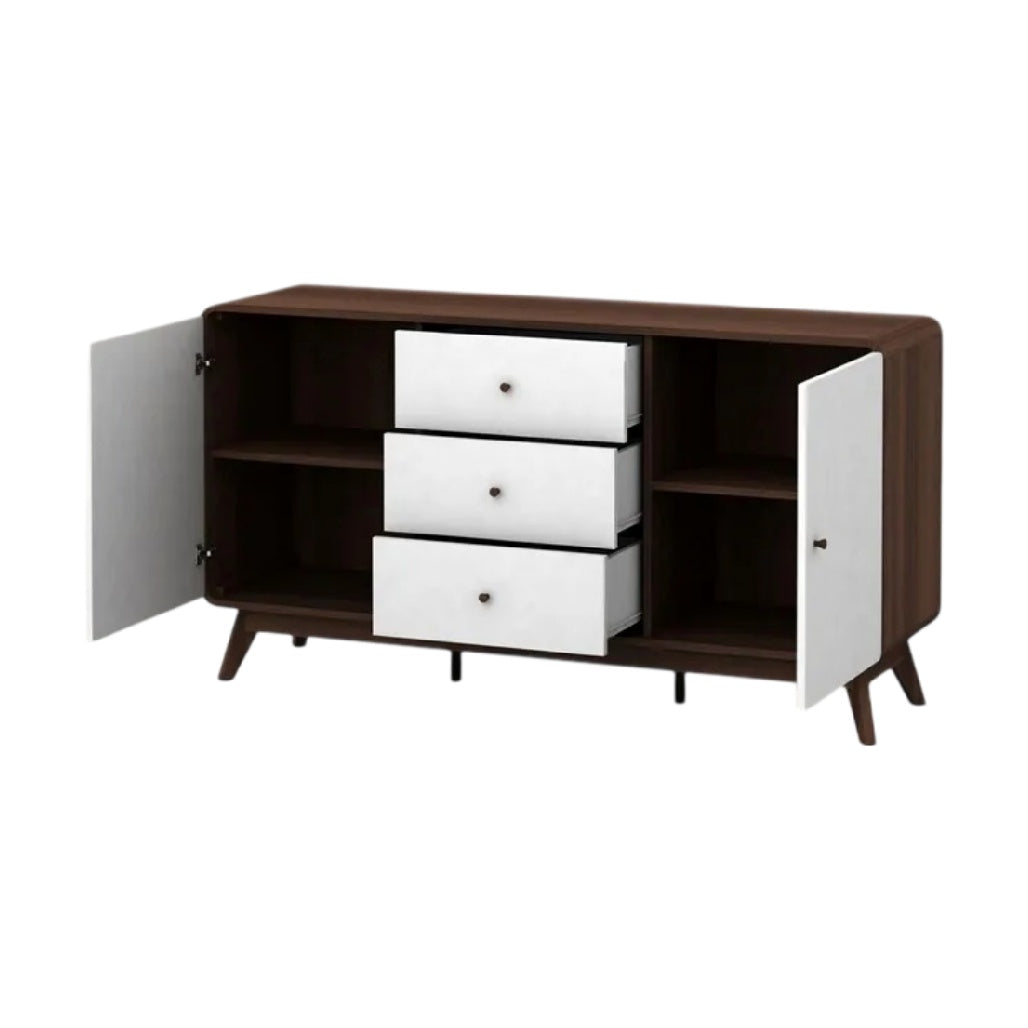 **Meuble de rangement en bois avec tiroirs et portes**