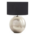 **Lampe de table en métal argenté avec abat-jour noir**