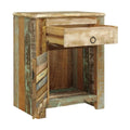 **Table de chevet en bois recyclé avec tiroir**