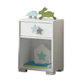 **Table de chevet blanche avec tiroir et décorations pour enfant**