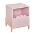 **Meuble de rangement en bois rose avec porte et pieds en bois naturel**