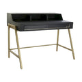 **Bureau moderne en bois noir avec tiroir et structure en métal doré**